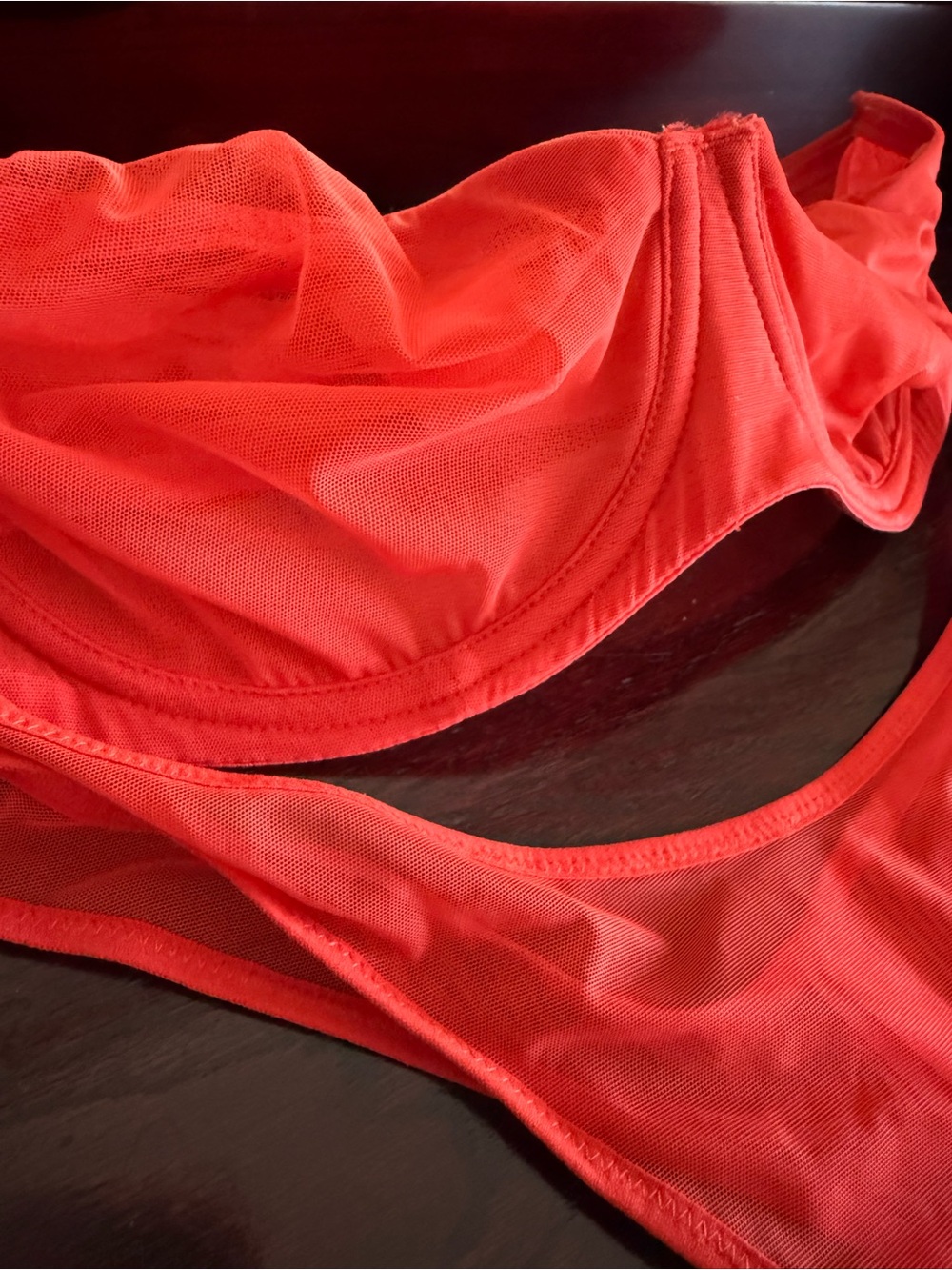SKIMS Red Mesh Underwire Bra